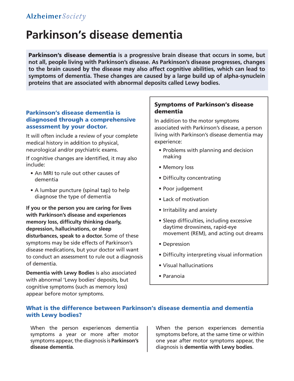 Parkinson's Disease Dementia