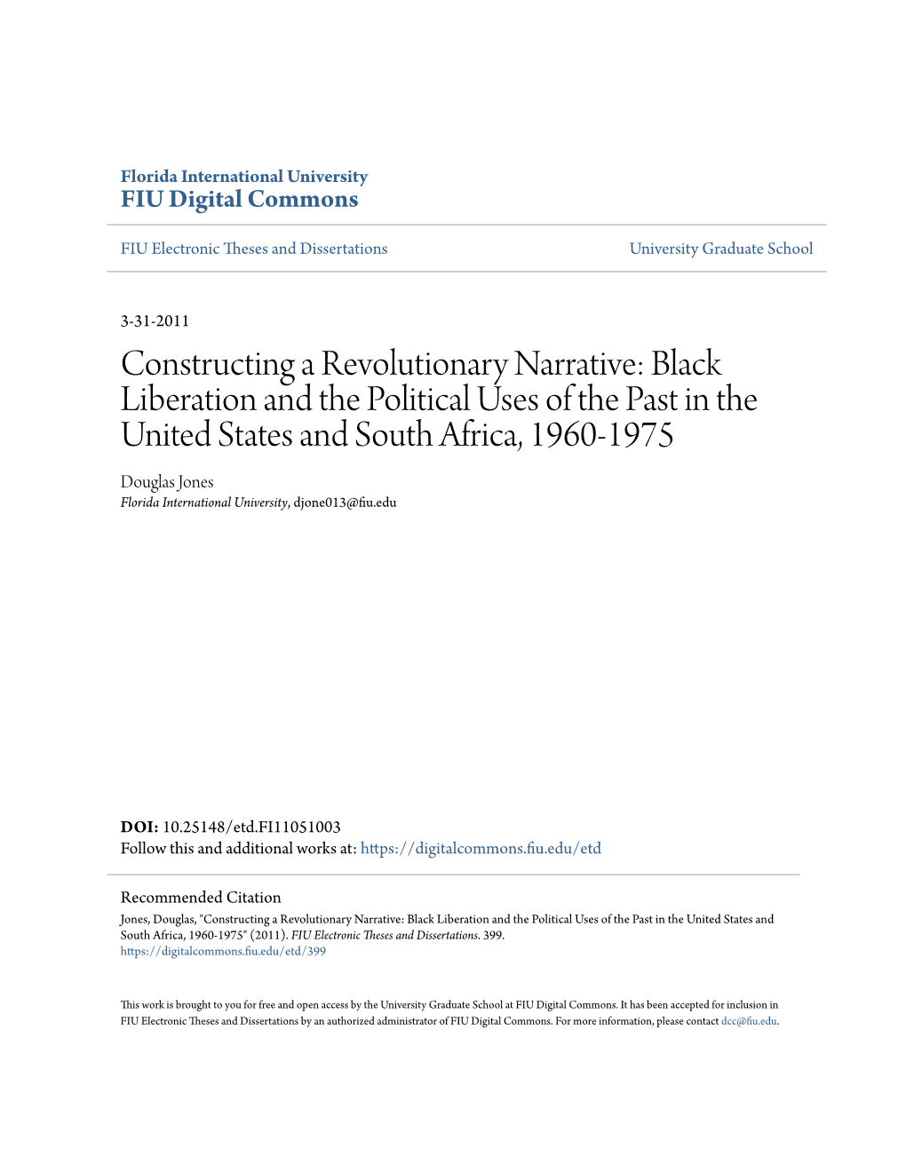 Constructing a Revolutionary Narrative: Black Liberation and The