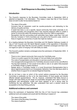 Boundary Committee's Draft Recommendations