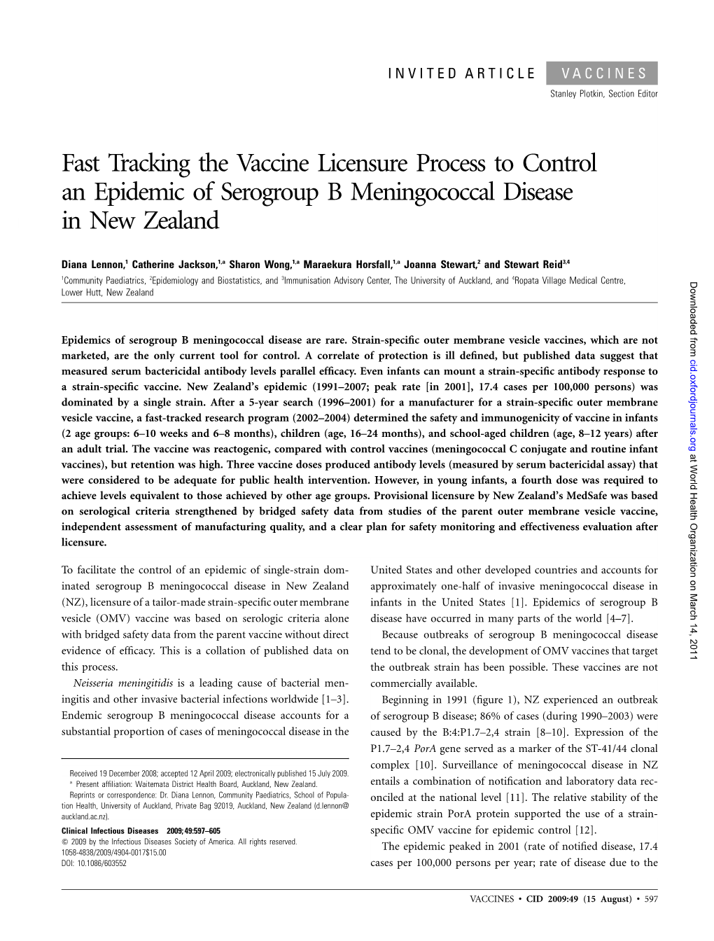 Fast Tracking the Vaccine Licensure Process to Control an Epidemic of Serogroup B Meningococcal Disease in New Zealand