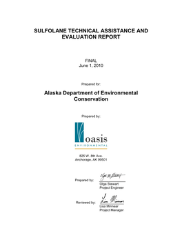 Sulfolane Technical Assistance and Evaluation Report (PDF)