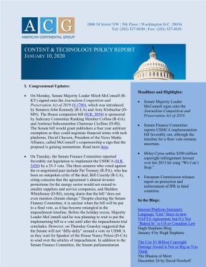 Content & Technology Policy Report January 10, 2020