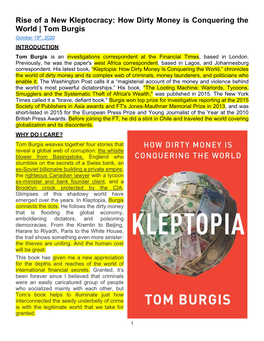 Tom Burgis October 19Th, 2020 INTRODUCTION Tom Burgis Is an Investigations Correspondent at the Financial Times, Based in London