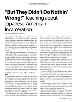 Teaching About Japanese-American Incarceration Noreen Naseem Rodríguez