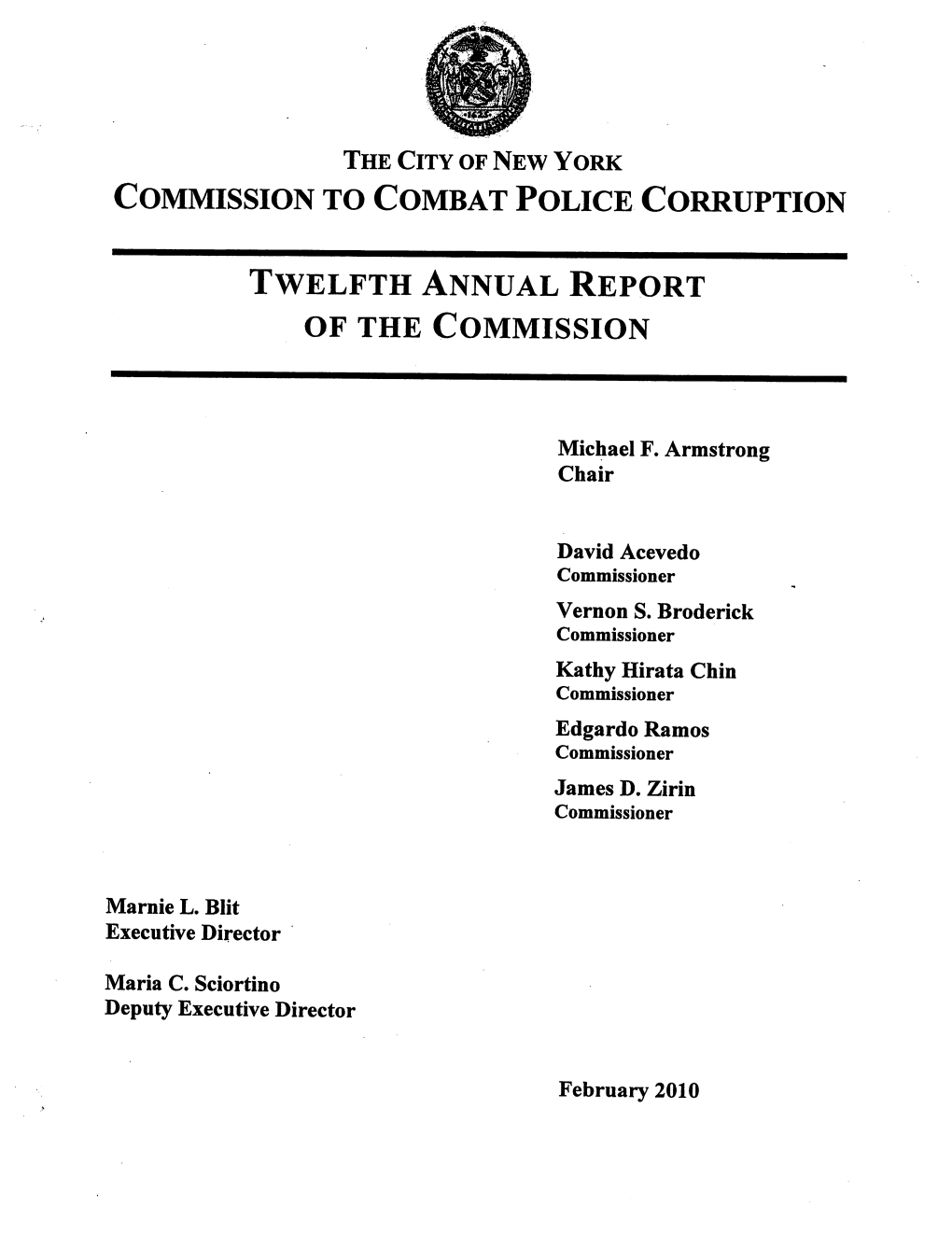 Twelfth Annual Report of the Commission