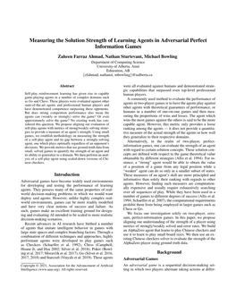 Measuring the Solution Strength of Learning Agents in Adversarial Perfect Information Games