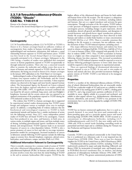 11Th ROC: 2,3,7,8-Tetrachlorodibenzo-P-Dioxin (TCDD); “Dioxin”