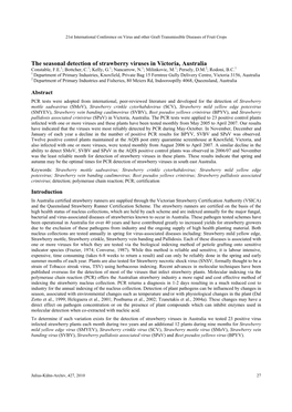 The Seasonal Detection of Strawberry Viruses in Victoria, Australia