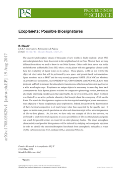 Exoplanets: Possible Biosignatures