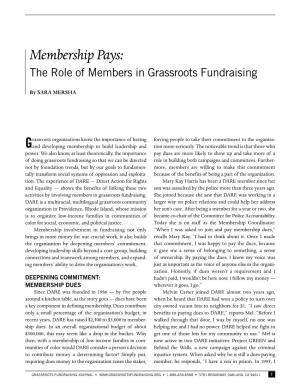 Membership Pays: the Role of Members in Grassroots Fundraising