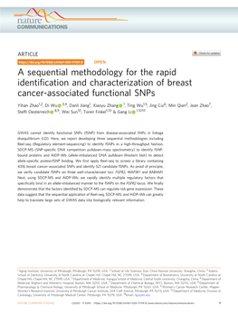 A Sequential Methodology for the Rapid Identification and Characterization of Breast Cancer-Associated Functional Snps