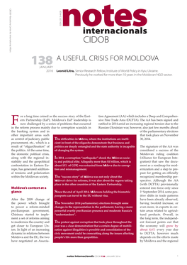 Internacionals CIDOB 138 a USEFUL CRISIS for MOLDOVA JANUARY 2016 Leonid Litra, Senior Research Fellow, Institute of World Policy in Kyiv, Ukraine