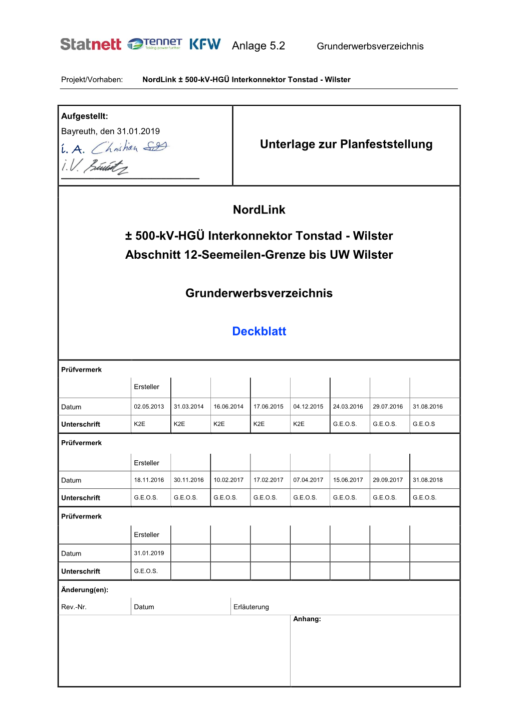 Unterlage Zur Planfeststellung Nordlink ± 500-Kv-HGÜ