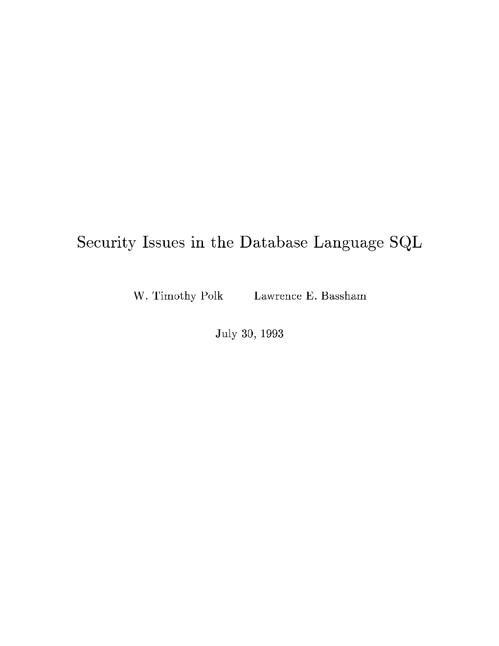 Security Issues in the Database Language SQL