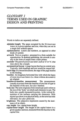Glossary 1 Terms Used in Graphic Design and Printing