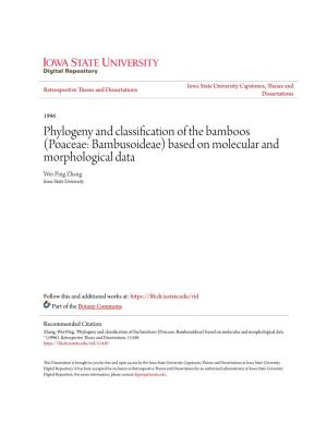 Phylogeny and Classification of the Bamboos (Poaceae: Bambusoideae) Based on Molecular and Morphological Data Wei-Ping Zhang Iowa State University