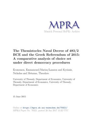 The Themistocles Naval Decree of 483/2 BCE and the Greek Referendum of 2015: a Comparative Analysis of Choice Set Under Direct Democracy Procedures