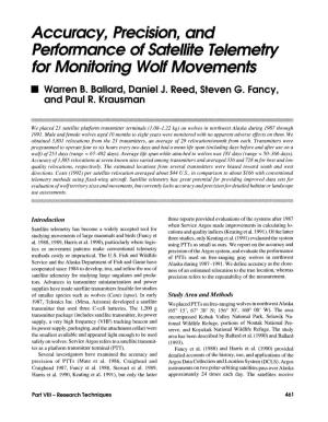Accuracy, Precision, and Performance of Satellite Telemetry for Monitoring Wolf Movements Within Each Category