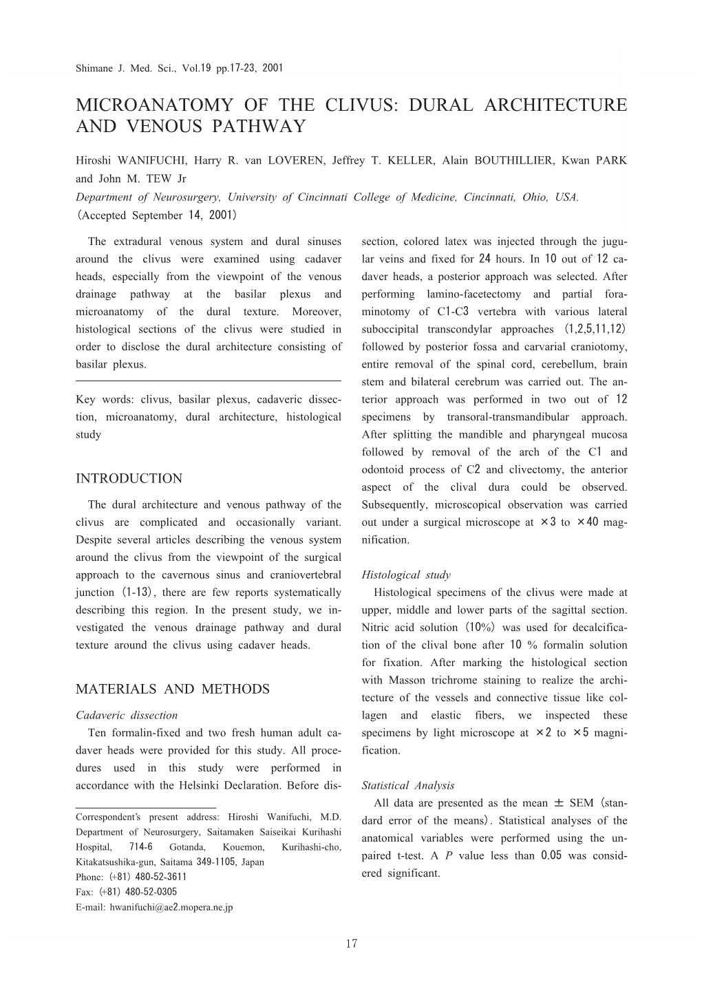 Mncroanatomy of the Clnvus/Dural