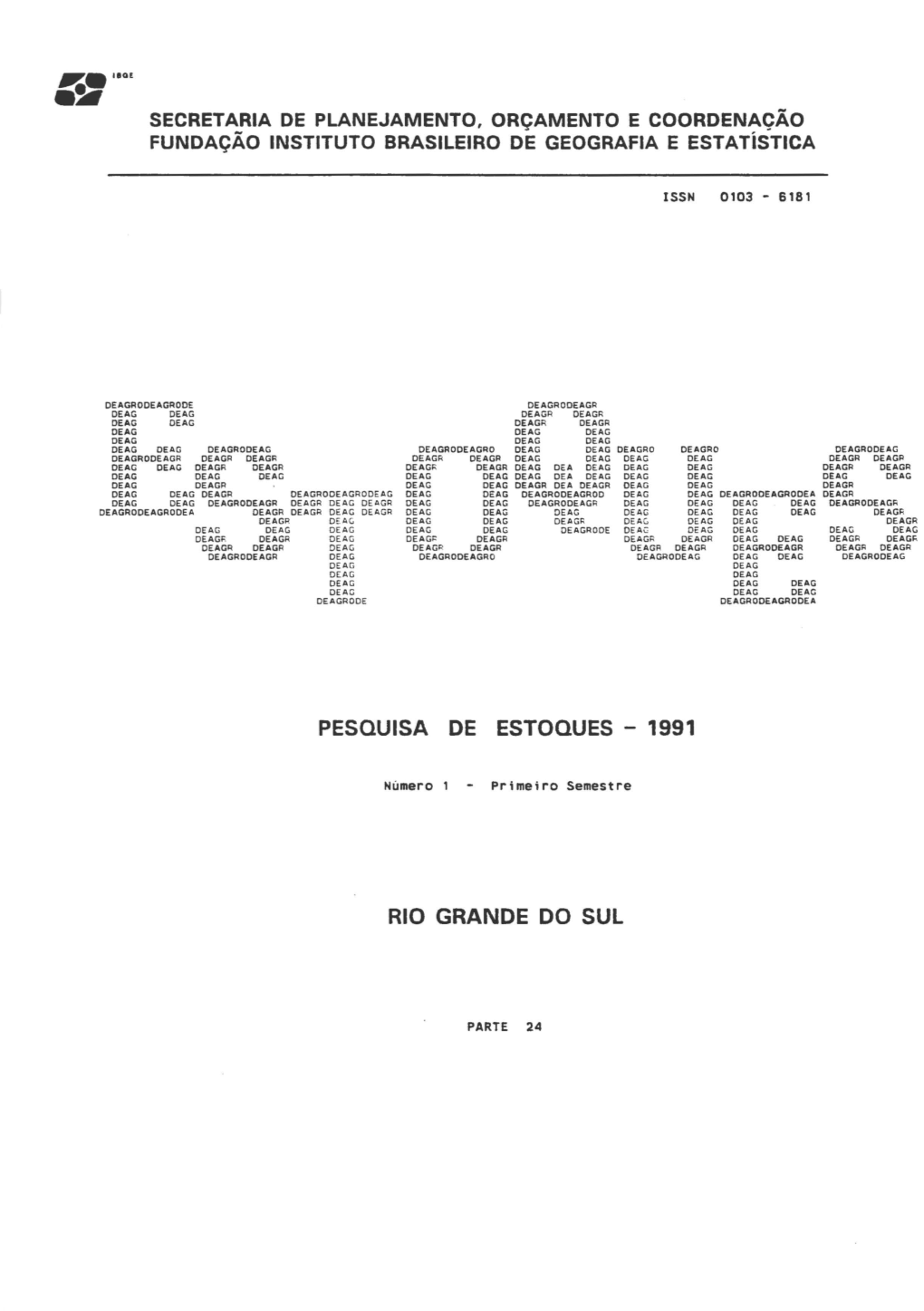 Pesquisa De Estoques - 1991