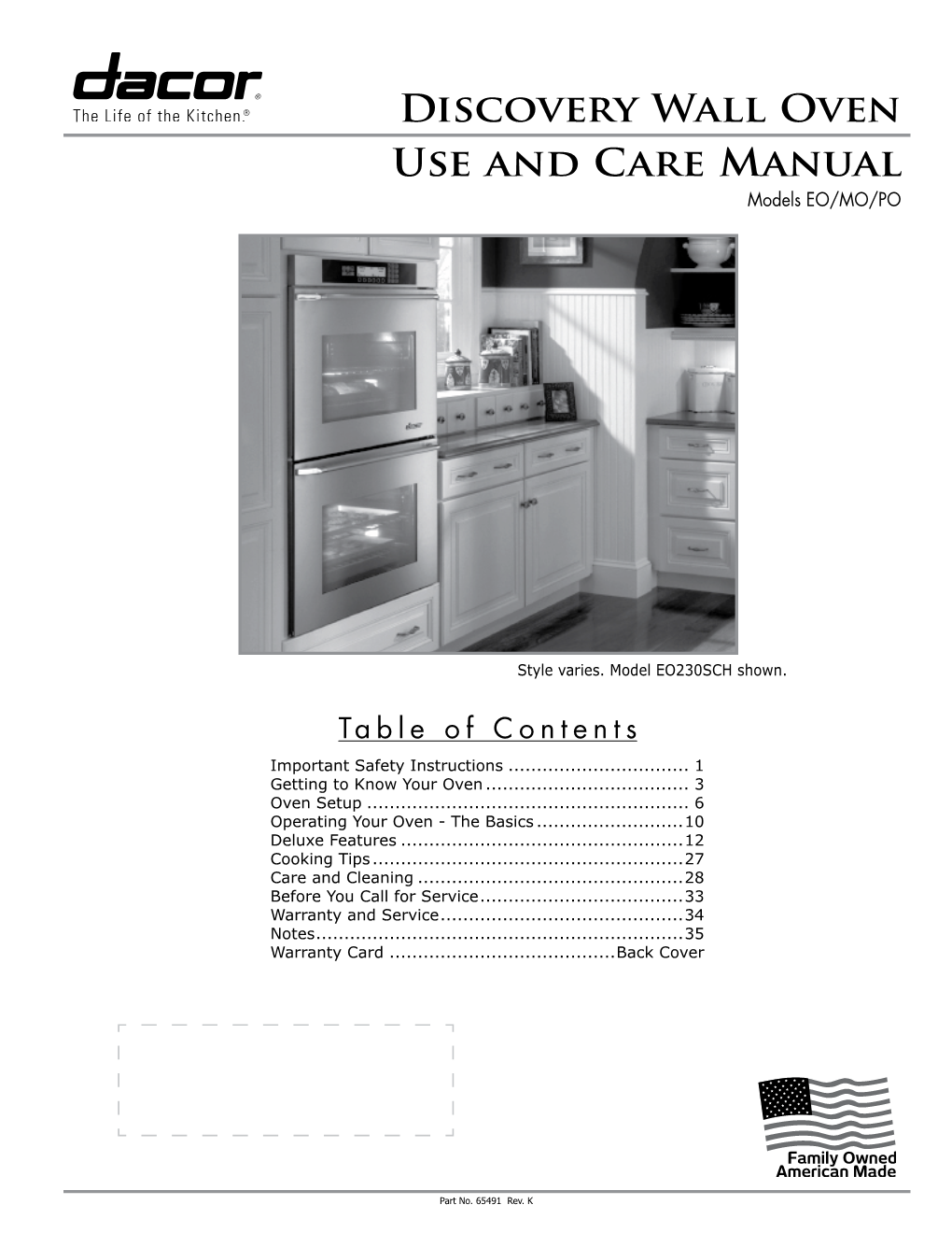 Use and Care Manual Discovery Wall Oven