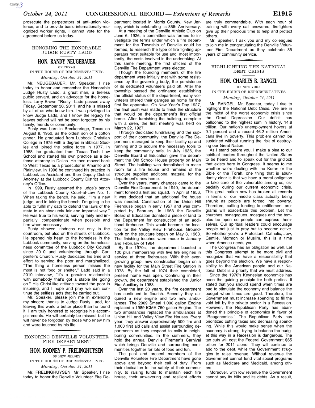 CONGRESSIONAL RECORD— Extensions of Remarks E1915 HON