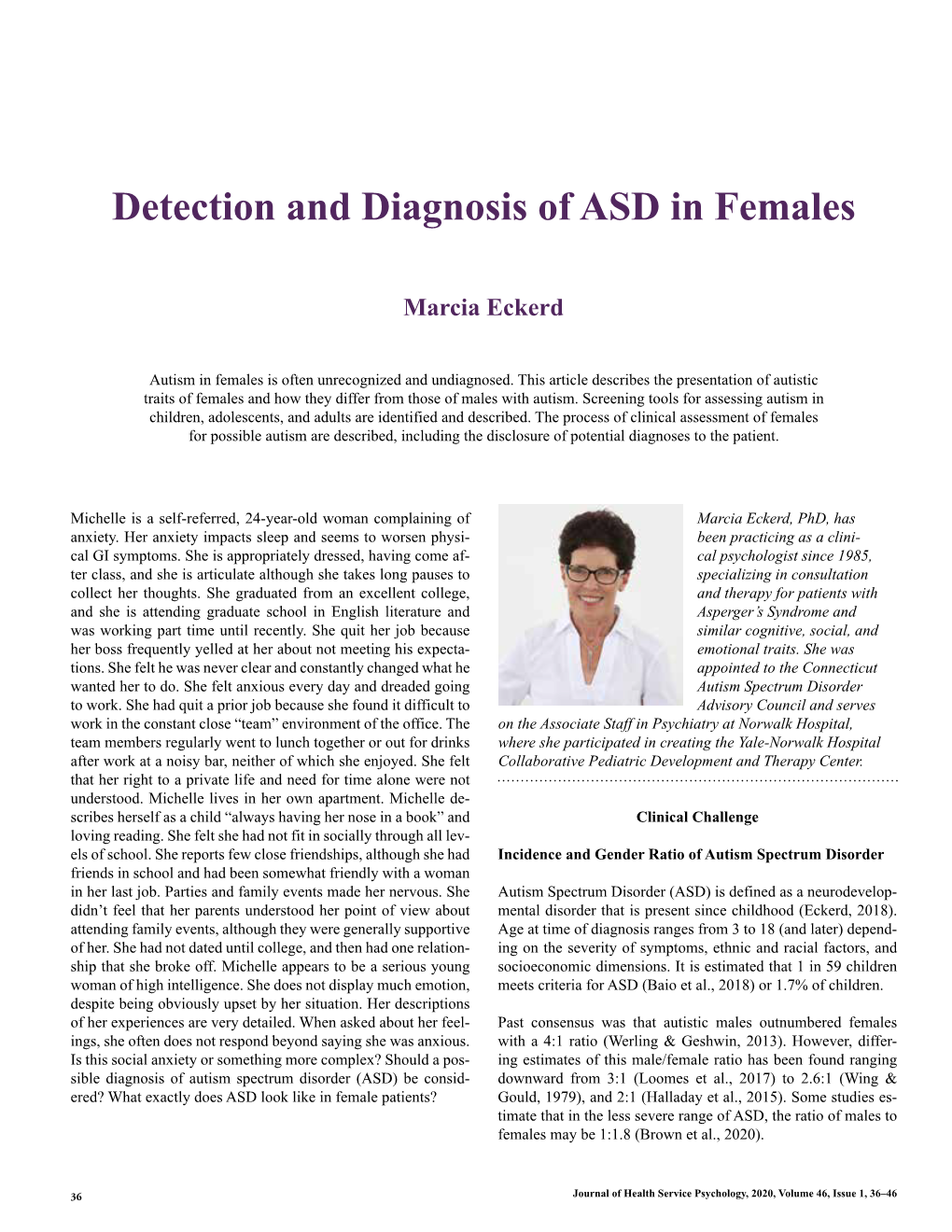 Detection and Diagnosis of ASD in Females