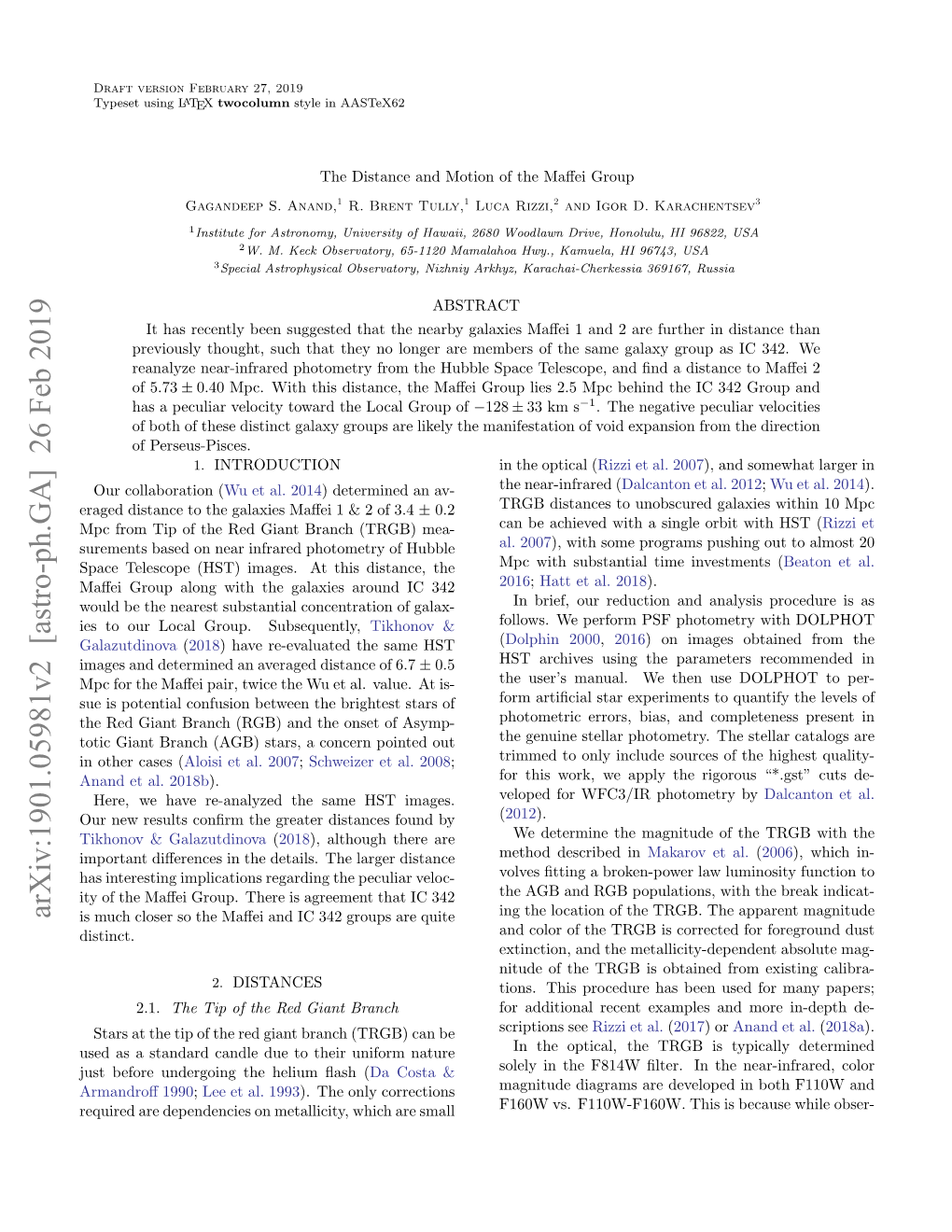 The Distance and Motion of the Maffei Group