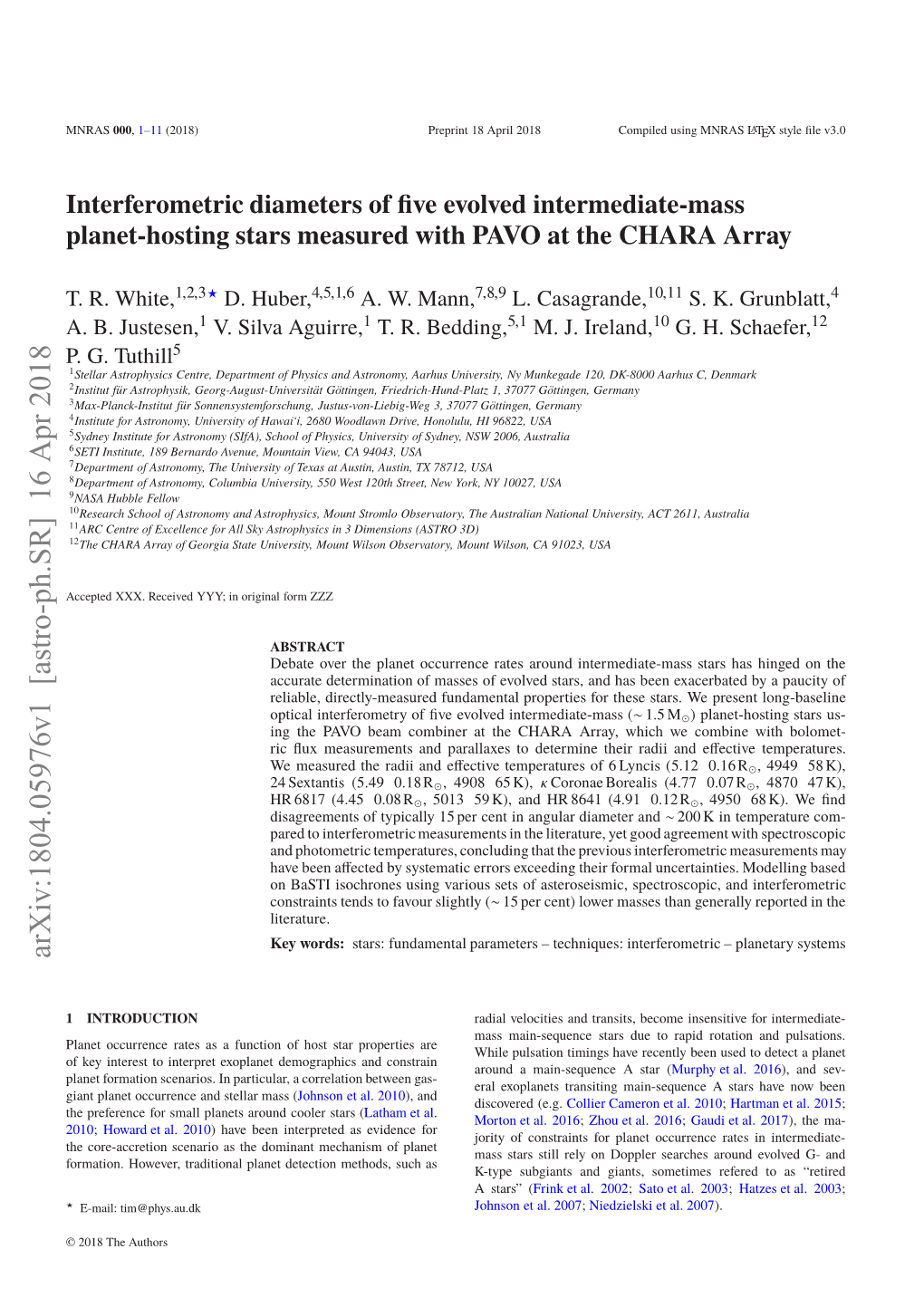 Interferometric Diameters of Five Evolved Intermediate-Mass Planet