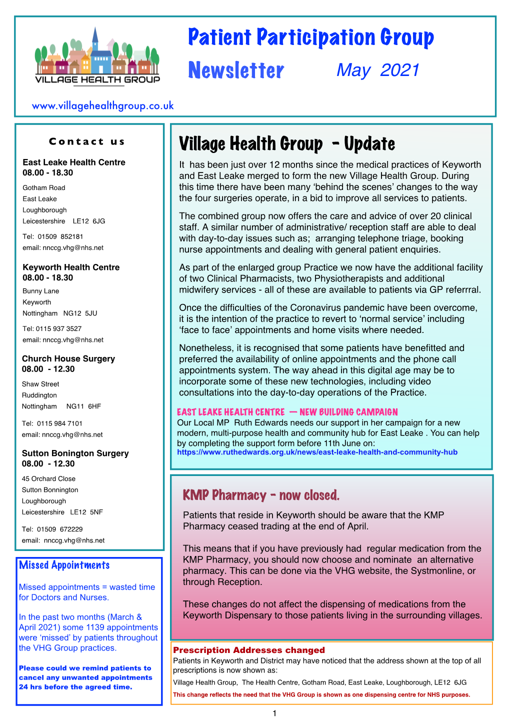 Patient Participation Group Newsletter May 2021