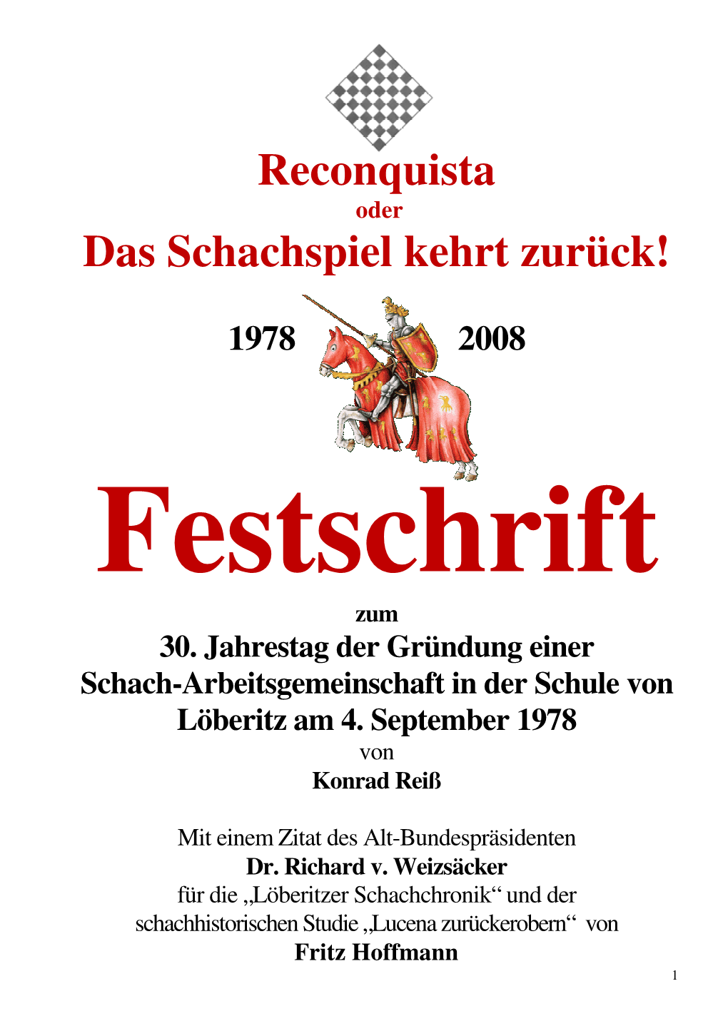 Festschrift Zur Arbeitsgemeinschaft Schach