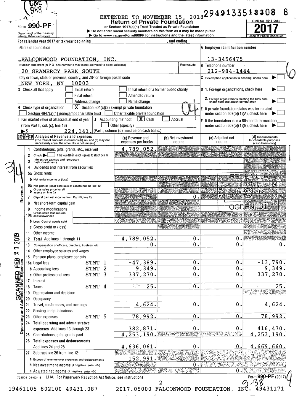 2017 Www for and the Latest Information Internal Revenue Service ► Go to Irs.Gov/Form99opf Instructions