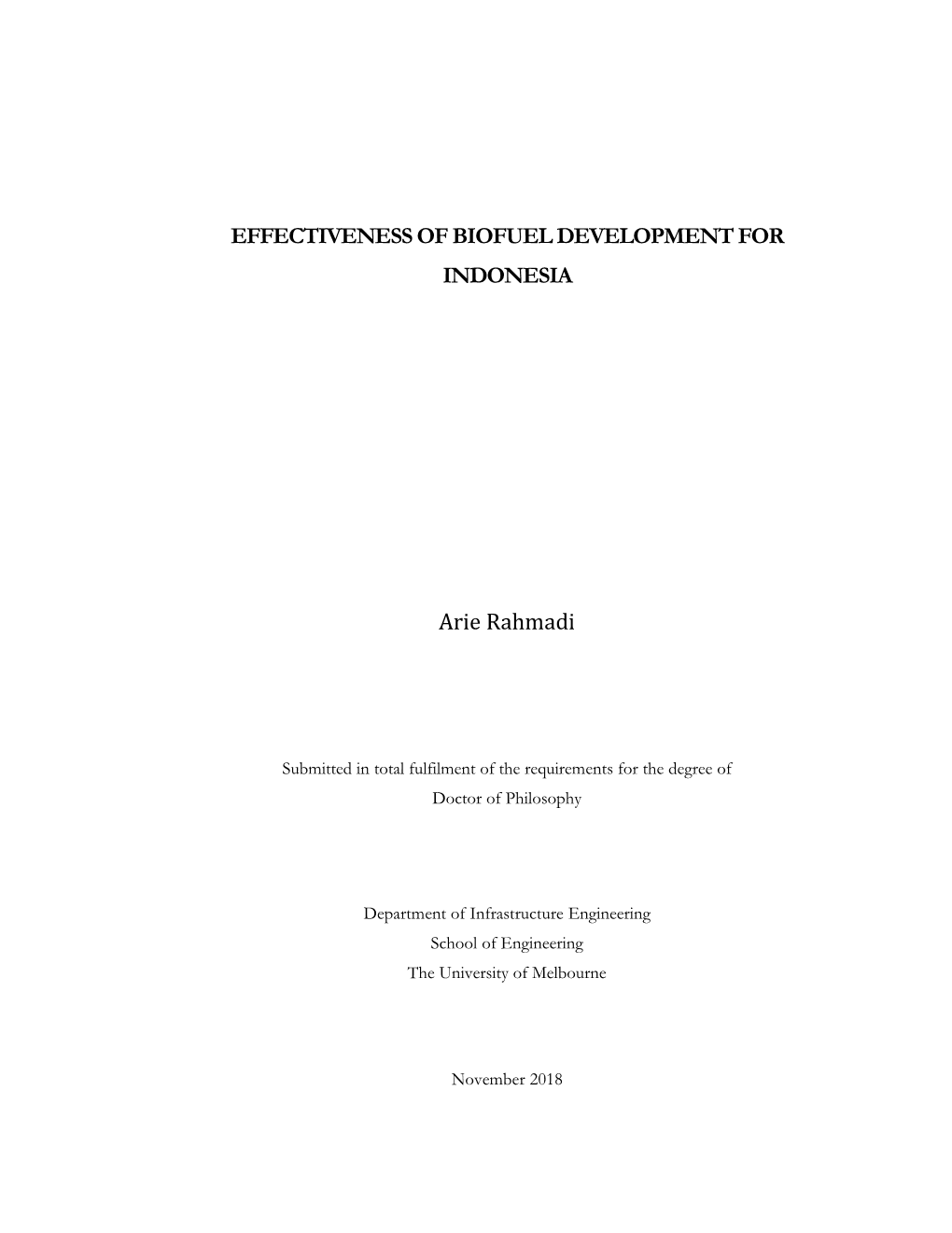 Effectiveness of Biofuel Development for Indonesia