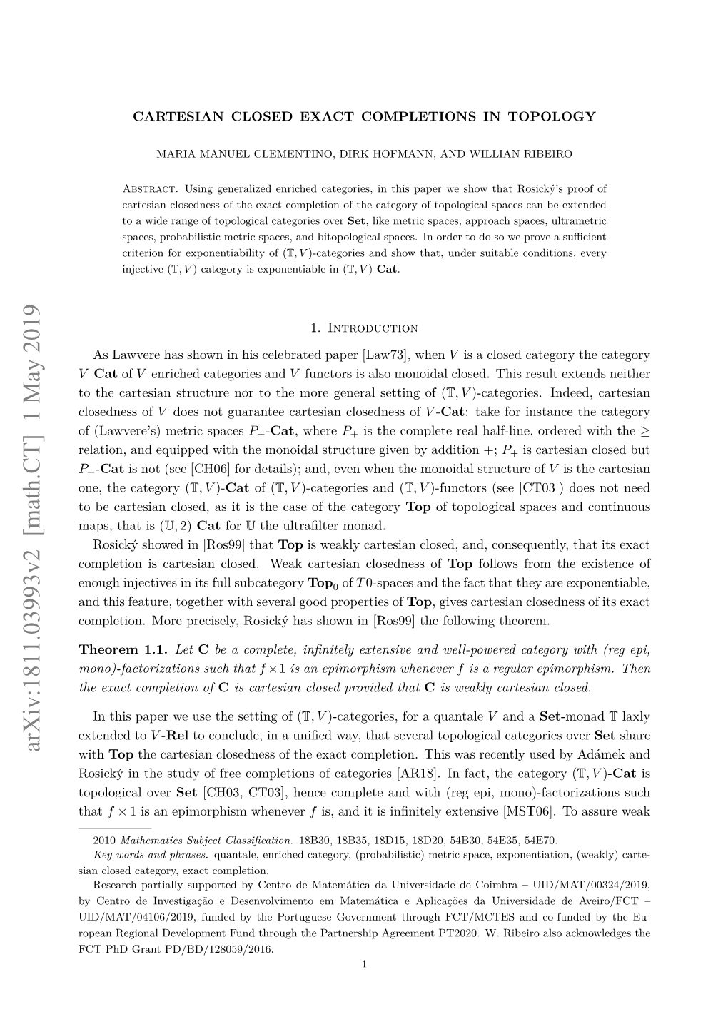 Cartesian Closed Exact Completions in Topology