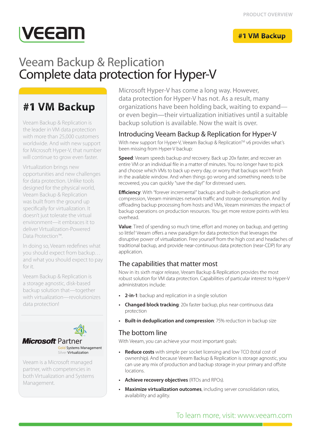 Complete Data Protection for Hyper-V Microsoft Hyper-V Has Come a Long Way