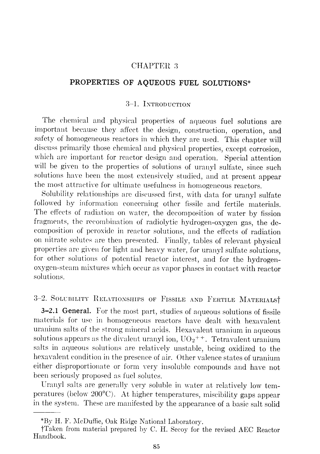 Properties of Aqueous Fuel Solutions*