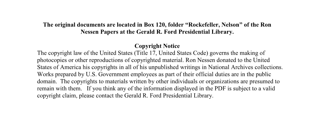 Rockefeller, Nelson” of the Ron Nessen Papers at the Gerald R