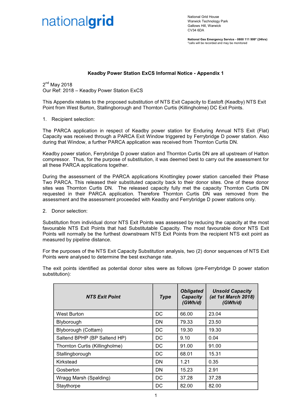 Keadby Power Station Excs Informal Notice - Appendix 1