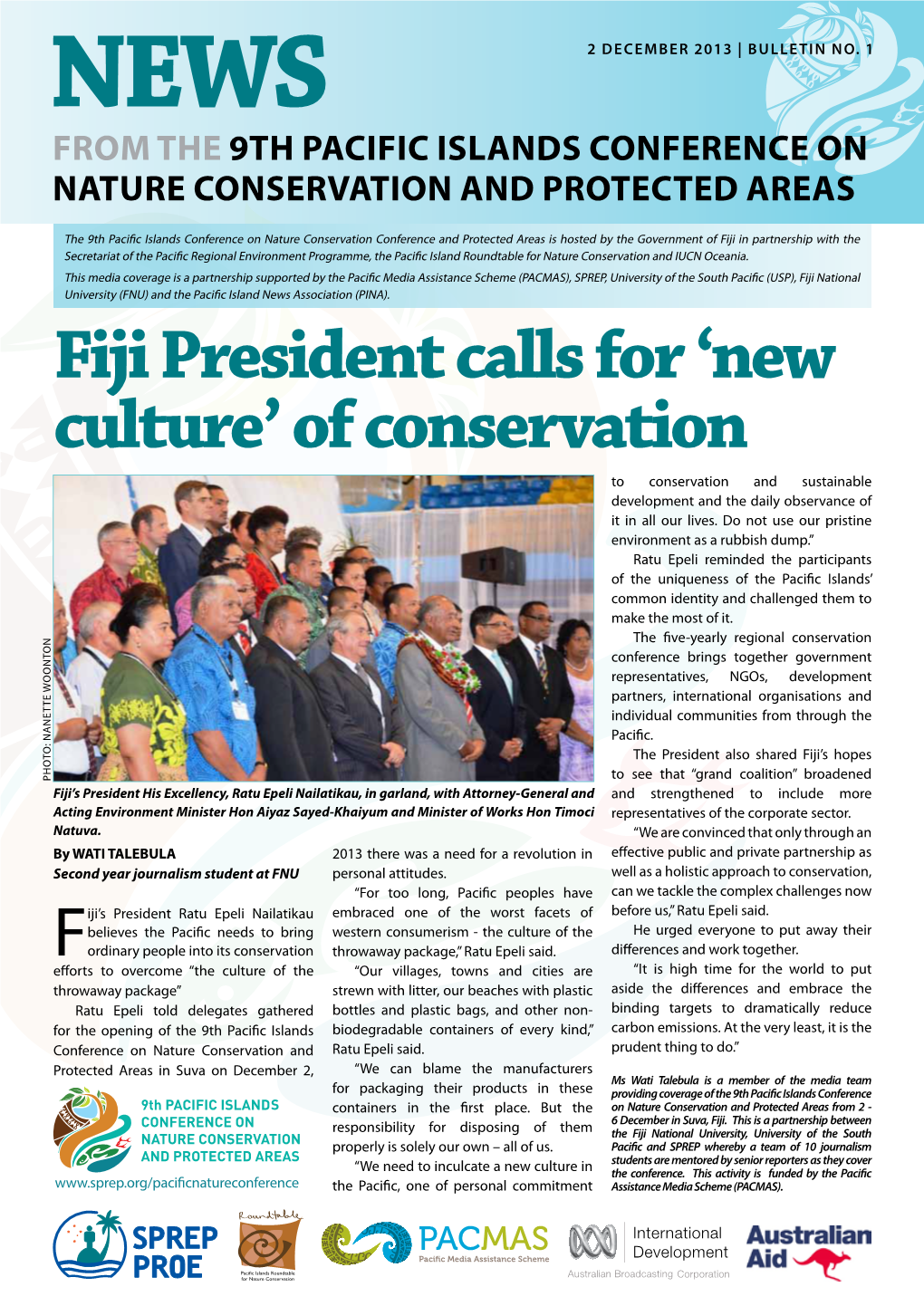 Day 1 News Bulletin of the 9Th Pacific Islands Conference On