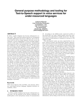 General Purpose Methodology and Tooling for Text-To-Speech Support in Voice Services for Under-Resourced Languages