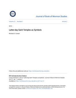 Latter-Day Saint Temples As Symbols