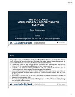 The Box Score: Visualizing Lean Accounting for Everyone