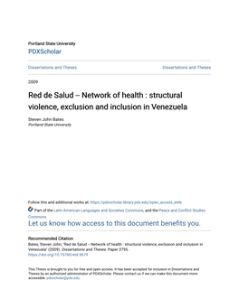 Structural Violence, Exclusion and Inclusion in Venezuela