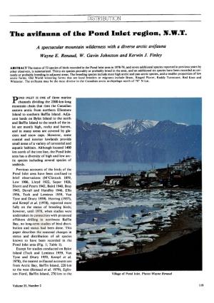 The Avifauna of the Pond Inlet Region, N.W.T