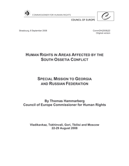 Human Rights in Areas Affected by the South Ossetia Conflict Special