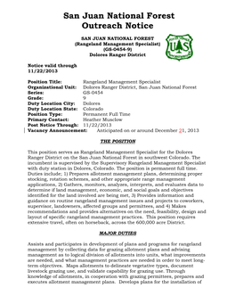 San Juan National Forest Outreach Notice