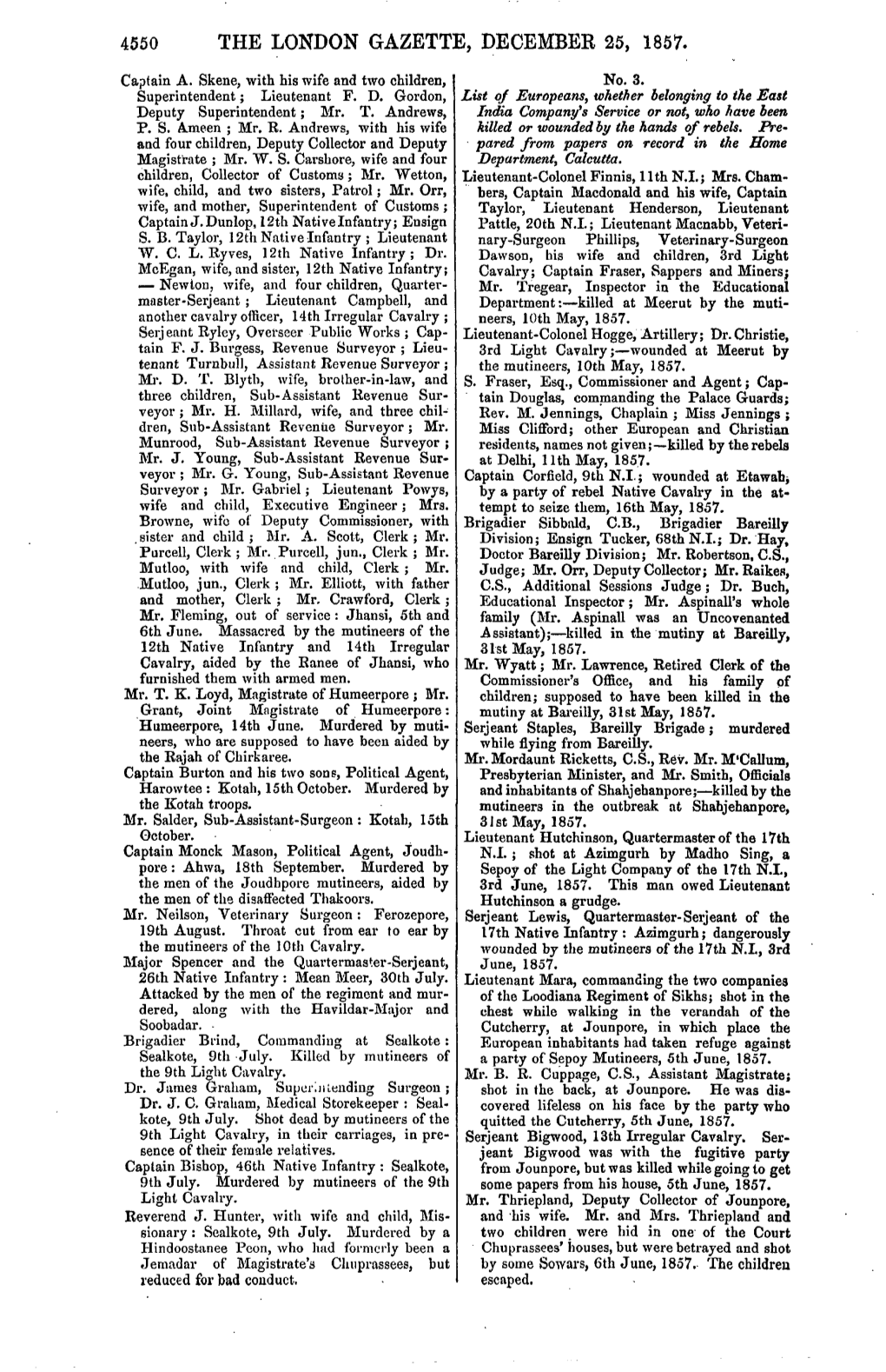 The London Gazette, December 25, 1857