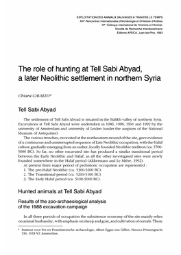 The Role of Hunting at Tell Sabi Abyad, a Later Neolithic Settlement in Northern Syria