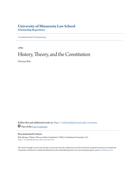 History, Theory, and the Constitution Herman Belz