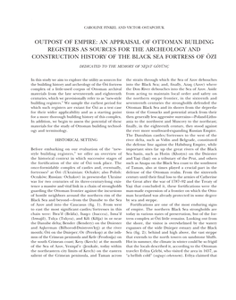 An Appraisal of Ottoman Building Registers As Sources for the Archeology and Construction History of the Black Sea Fortress of Öz~